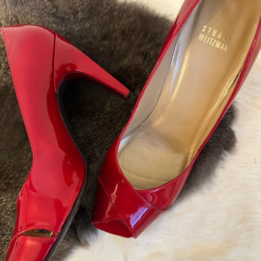 STUART WEITZMAN CHERRY RED HEELS, SIZE: 10 M - Picture 10 of 14